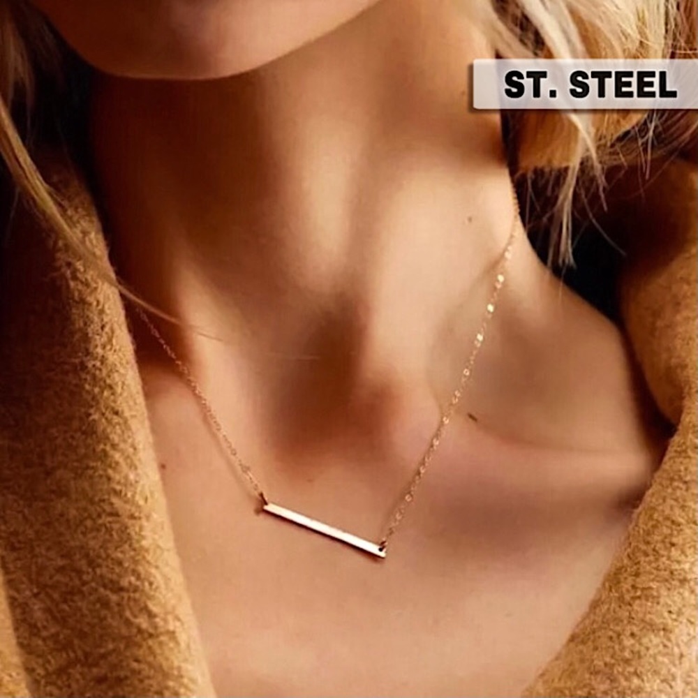 ⚜️𝟯𝟬%𝗢𝗙𝗙 𝗯𝘂𝗻𝗱𝗹𝗲𝘀 𝟯+⚜️ NEW Long Horizontal Bar Stainless Steel Necklace